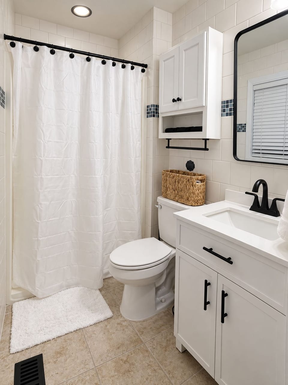 Bright modern bathroom with sleek finishes and stylish storage