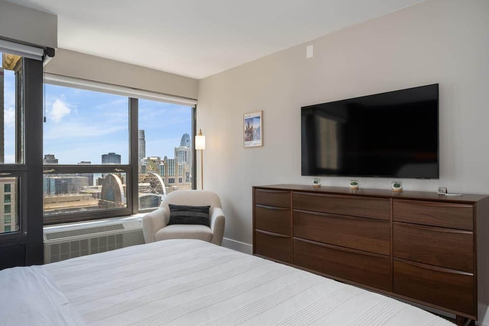 Bedroom reading nook and smart TV