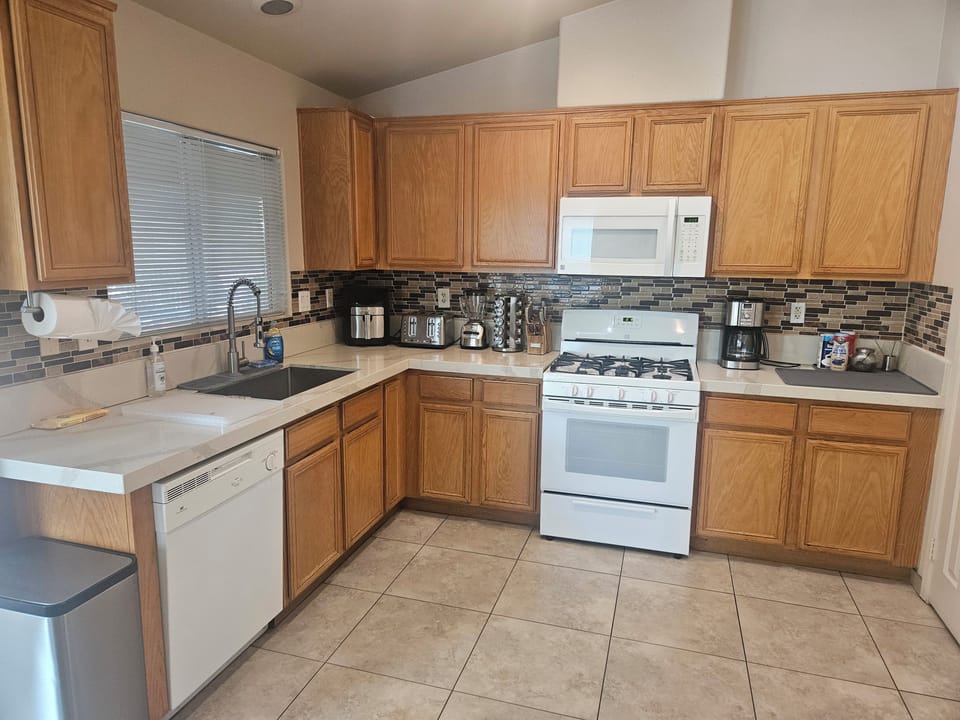 Fully equipped kitchen for meals and snacks during your stay.