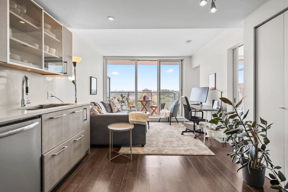 Open-concept kitchen and living area