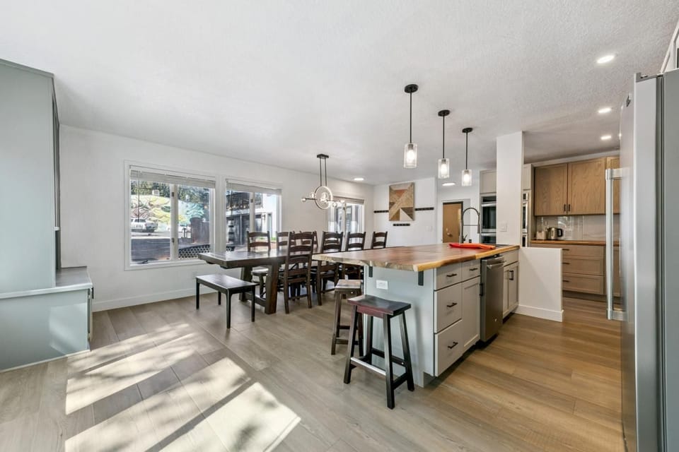 The kitchen is designed for group stays, with ample storage and workspace for keeping food, drinks, and cooking supplies organized throughout your visit.