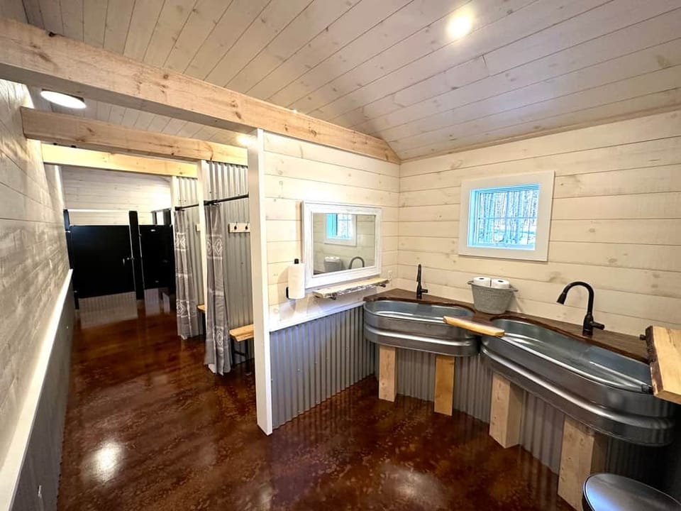 Inside the bathhouse on the ladies' side.