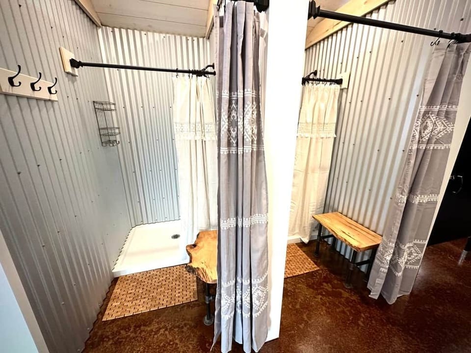 The shower stalls at the bathhosue