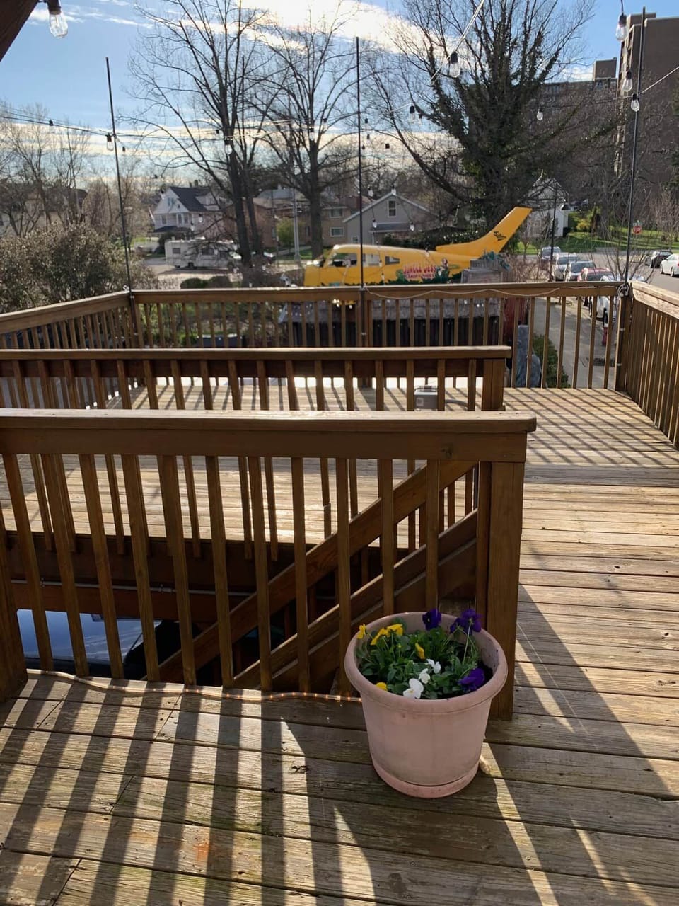 You will have access to the decks outside the entrance, overlooking the Tiki Underground patio. Four adirondack chairs are on the deck for your relaxation. 
