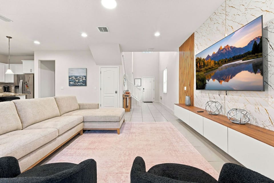 Living room and kitchen – open floor plan