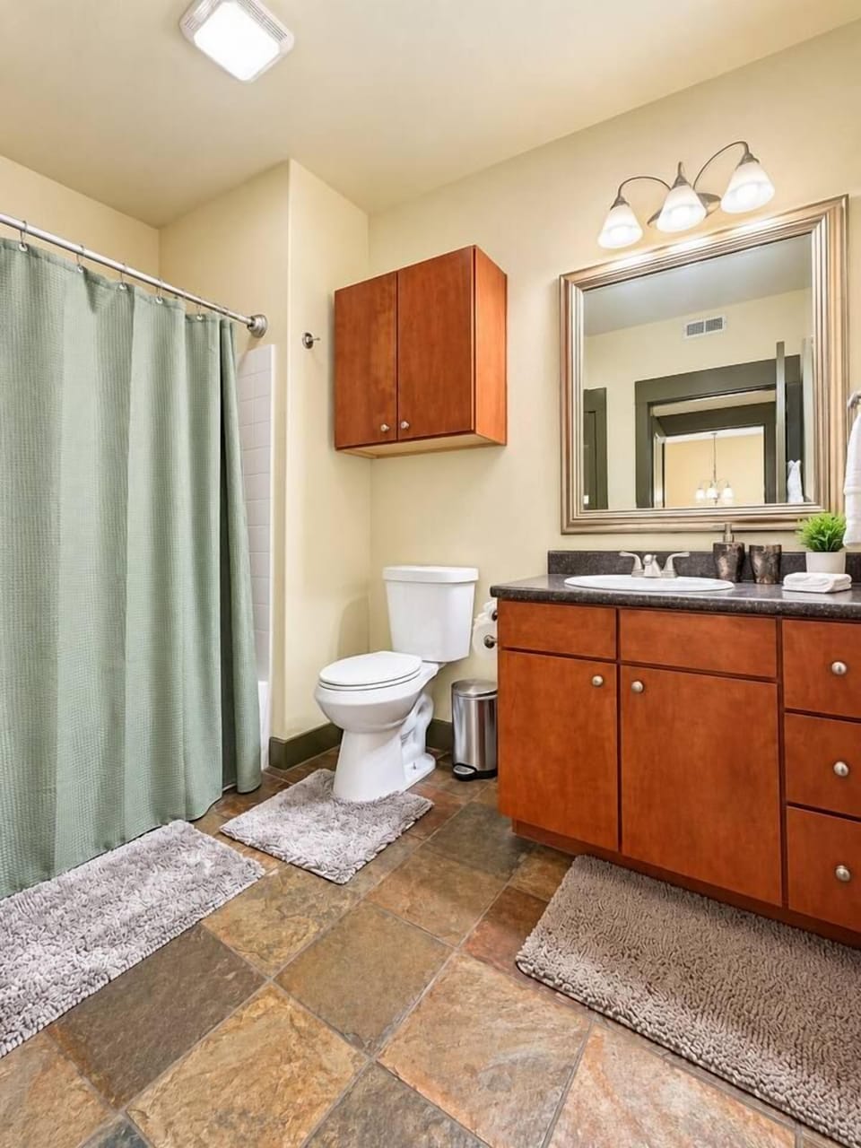 Bright, spacious bathroom with large vanity and extra storage