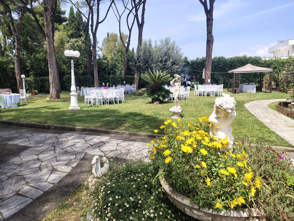 Outdoor banquet area