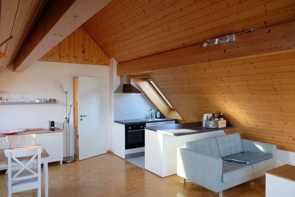 Cozy vacation rental in Freiburg-Lehen, top floor with a beautiful view Apartment in Freiburg