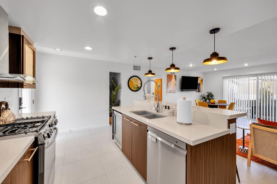 Bright modern kitchen with generous prep and counter space