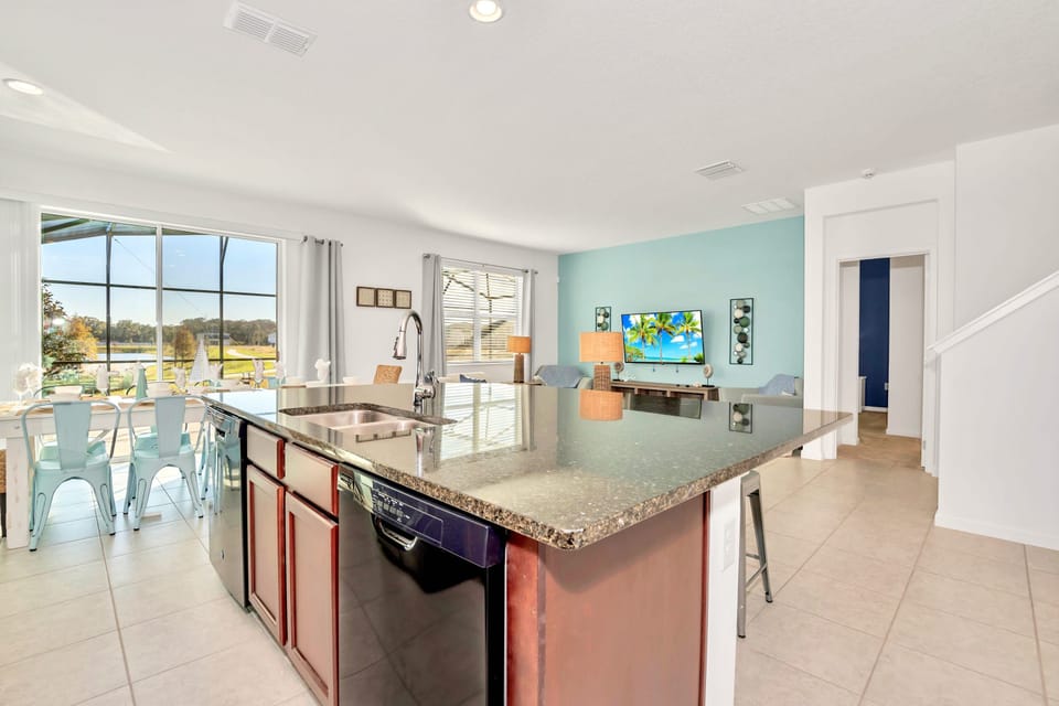 Centered Kitchen Island with Bar Stools