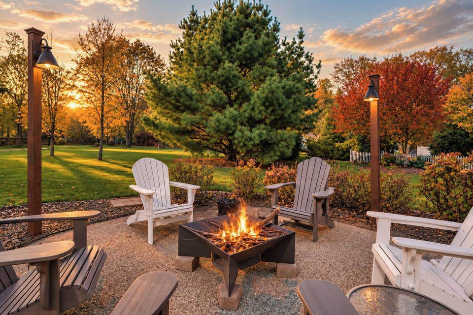 Gather for stories and s’mores around the backyard fire pit.