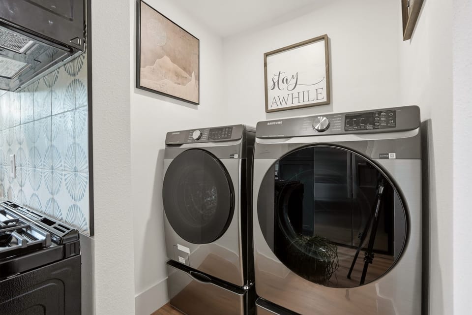 Modern in-unit washer/dryer for easy, convenient extended stays