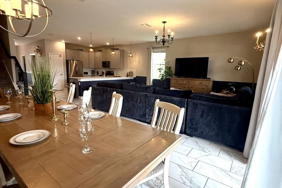 Dining room overlooking living room