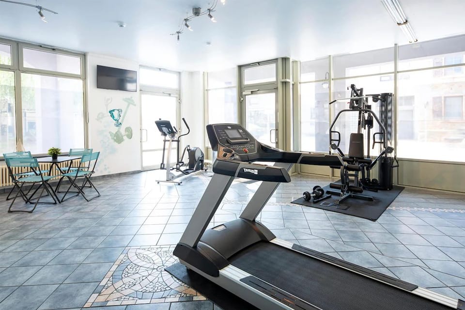 Keep your routine going with cardio machines and strength station.