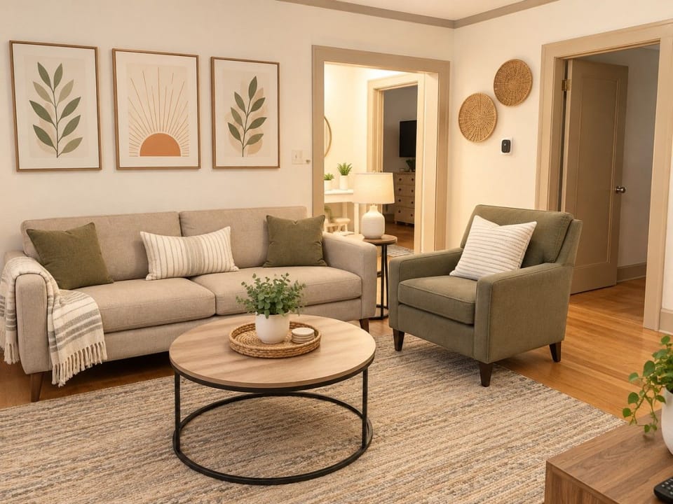 Cozy Neutral Scandinavian Living Room