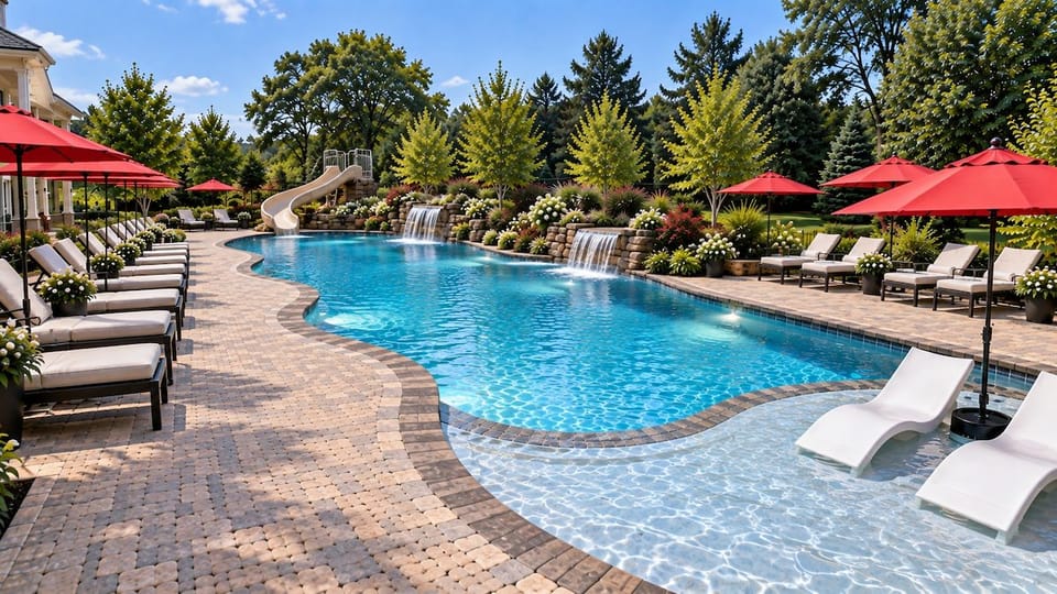 The gorgeous pool with a sundeck