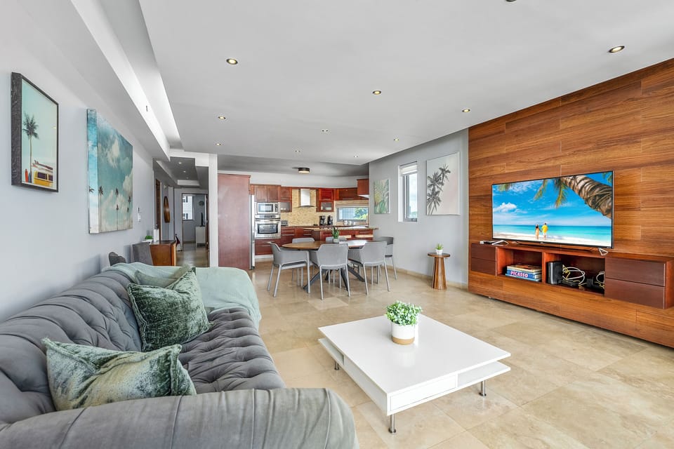 Modern, beachy vibes on open concept design. 