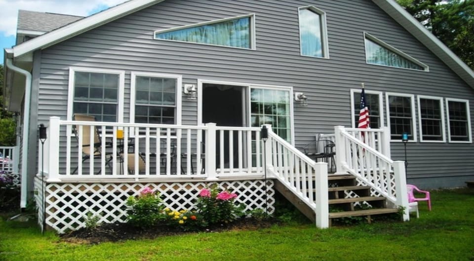 Back deck overlooking the water