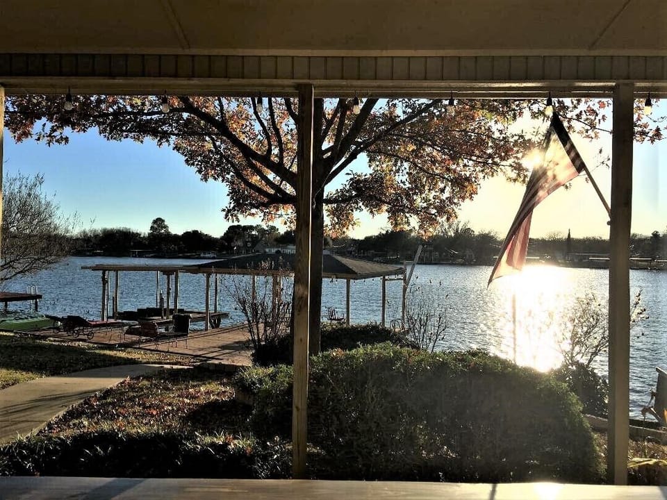The afternoon sun sets over the cove