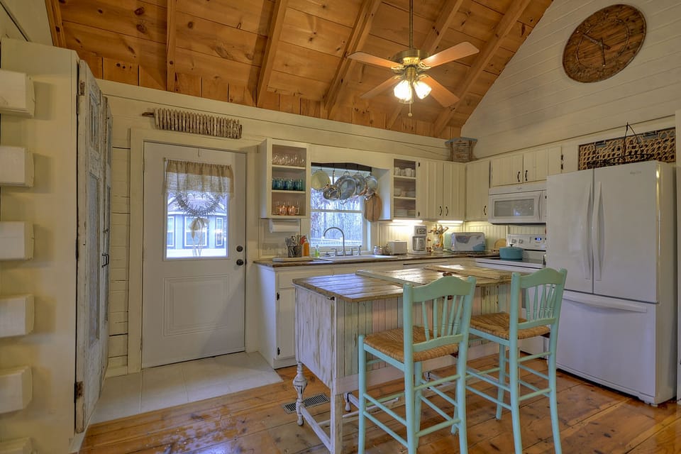 Kitchen island with additional seating for two