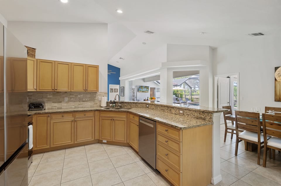 A spacious layout makes it easy to move, cook, and connect