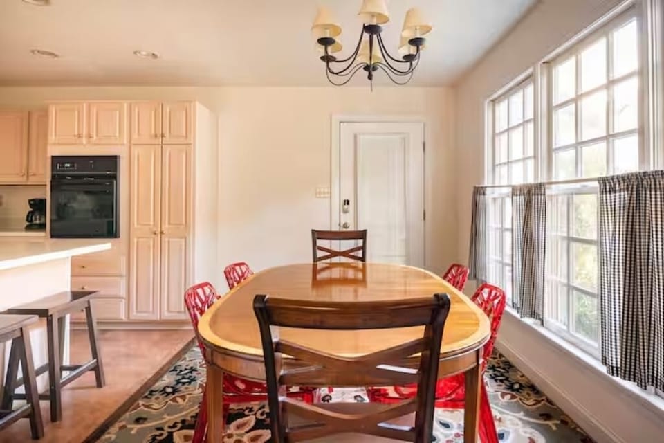 Dining room table with seating for six.
