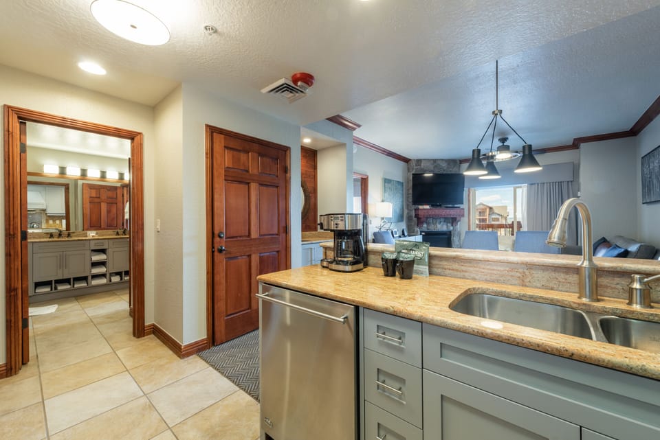 Open kitchen to living room