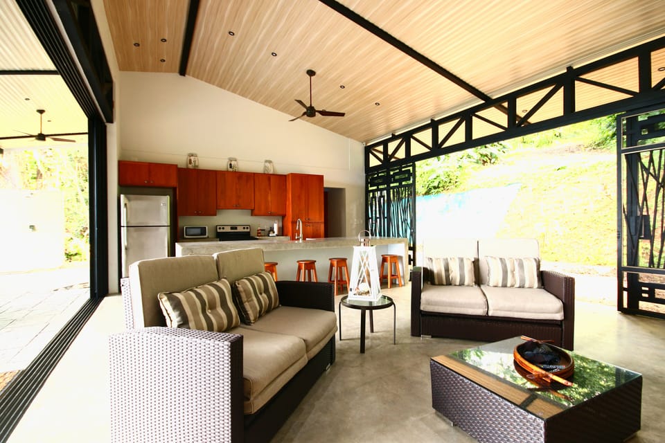 Living area with sliders open for ventilation