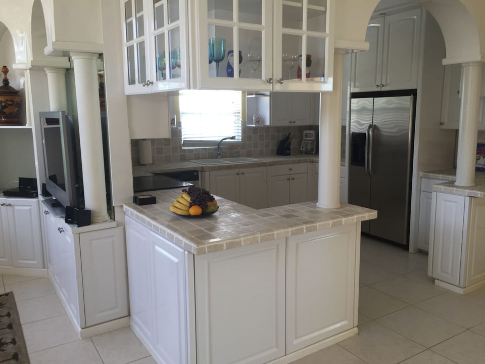 Main villa kitchen, latest amenities with all GE appliances.