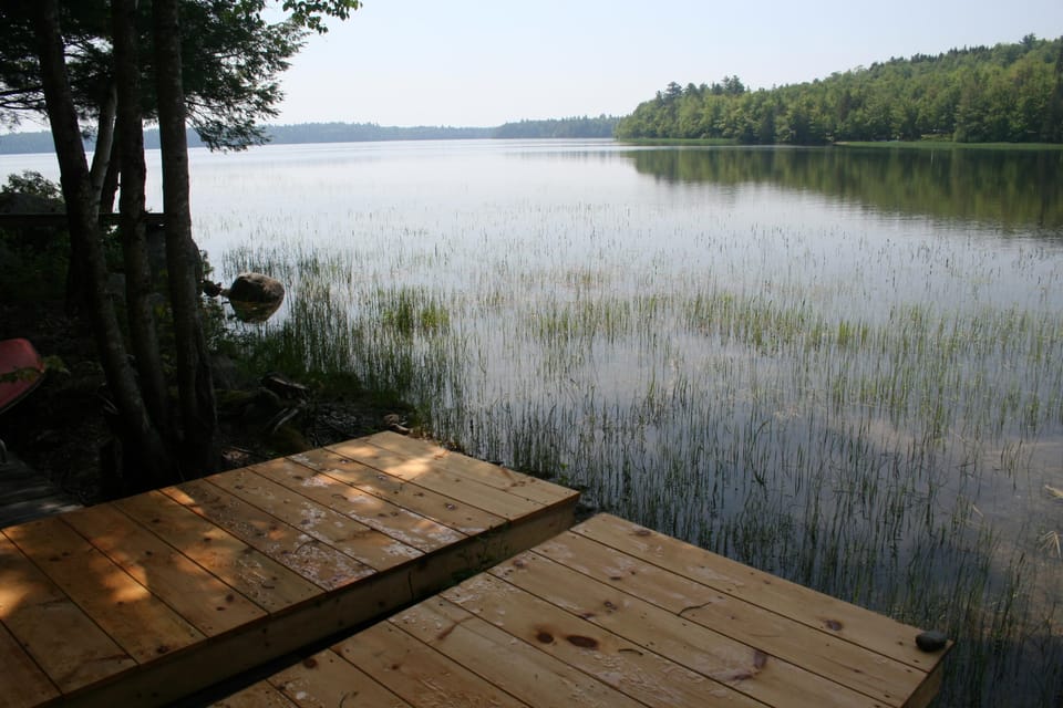 Before the docks are set out.  Private area.  Usually very quiet.  You and loons