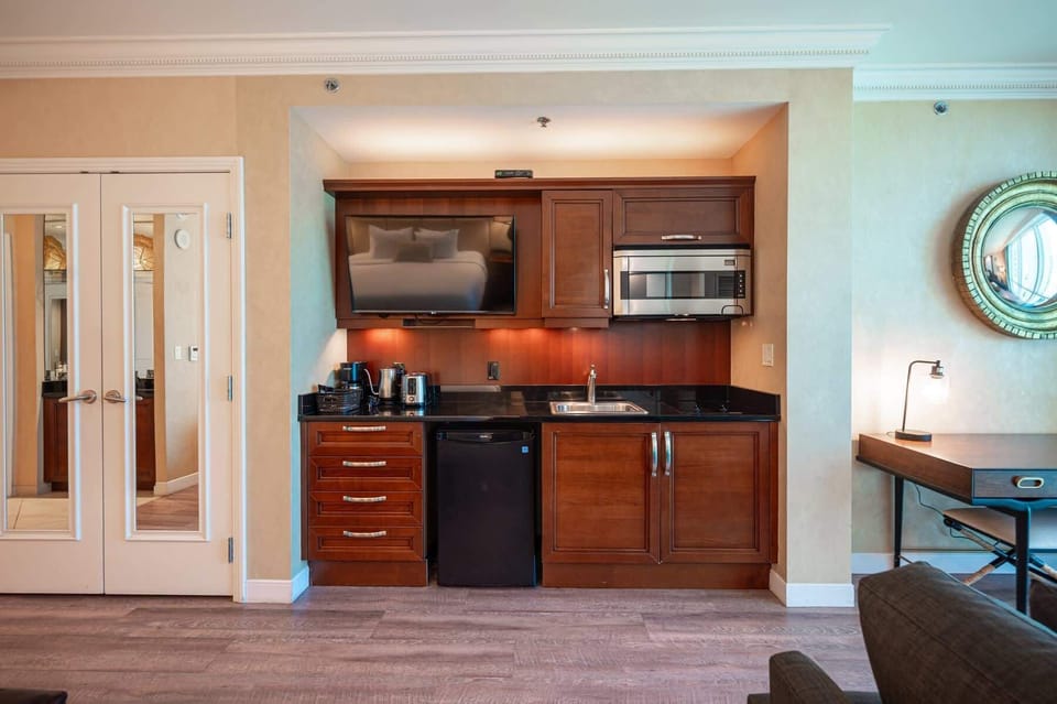 Kitchenette - microwave, mini fridge, sink, coffee maker, toaster