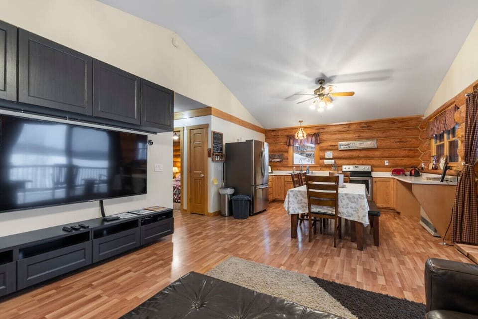 Upper level living room and kitchen