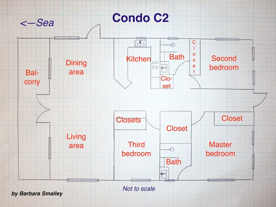 Condo C2 floor plan (not to scale)