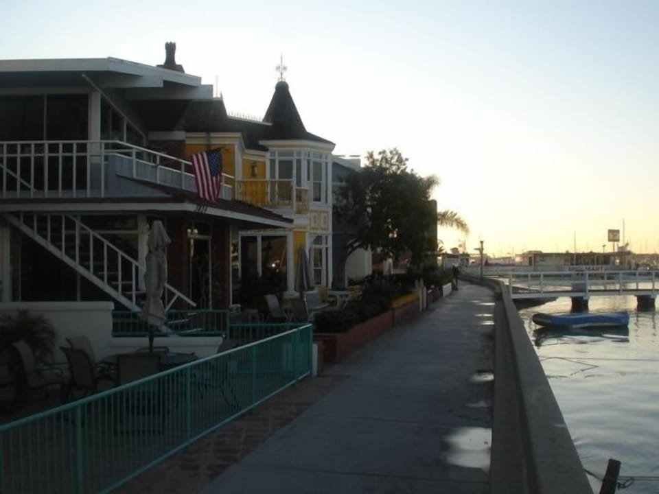 View of boardwalk that encircles  the Island. Two streets to ferry and the Ocean