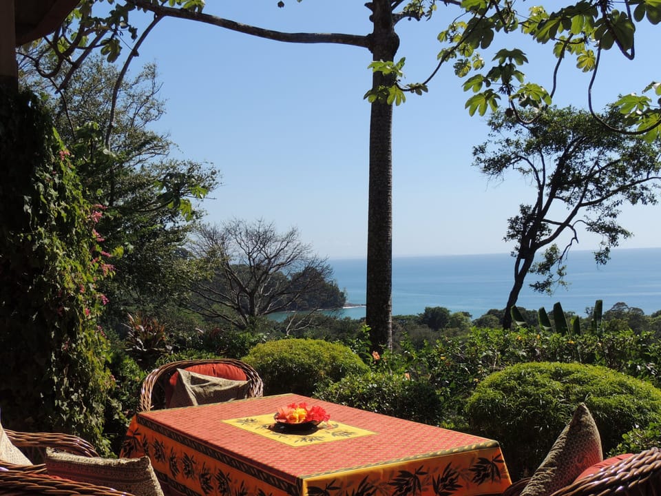 Breakfast, lunch or dinner on the patio looking out over the beautiful pacific. 