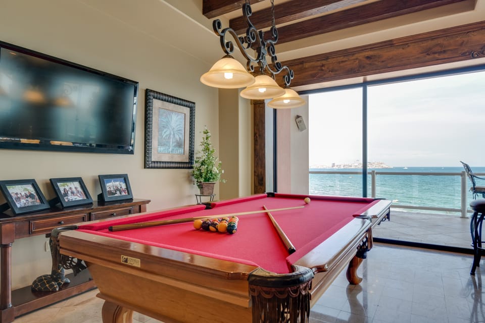 Pool table over looking the ocean