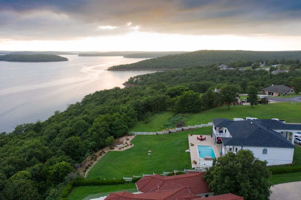 Drone view from the east side of the house looking west towards Skiatook Lake 