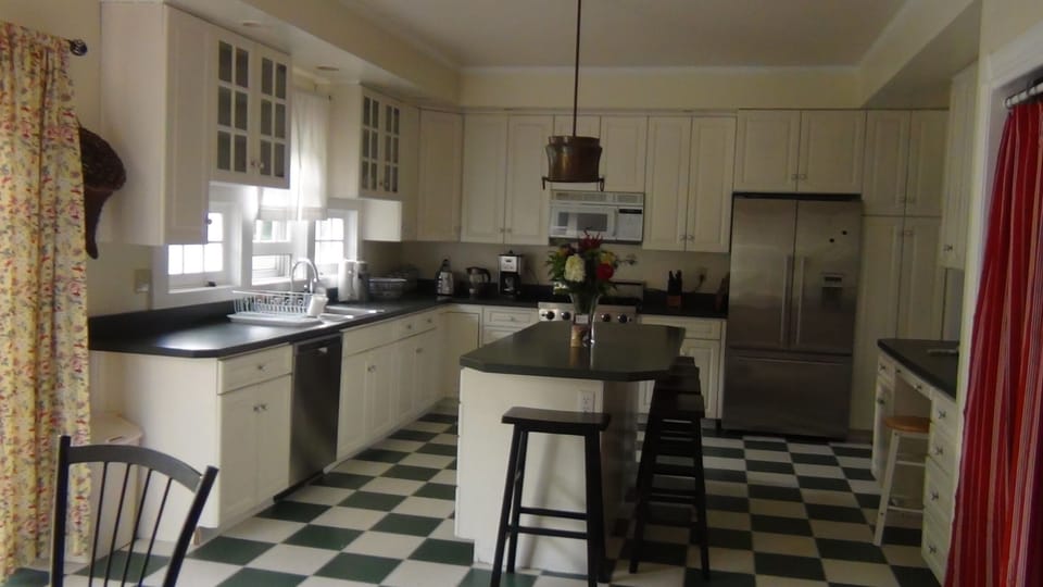 A large and well stocked kitchen