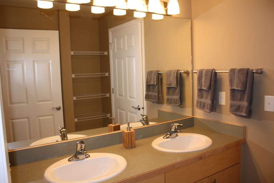 One of the two bathrooms