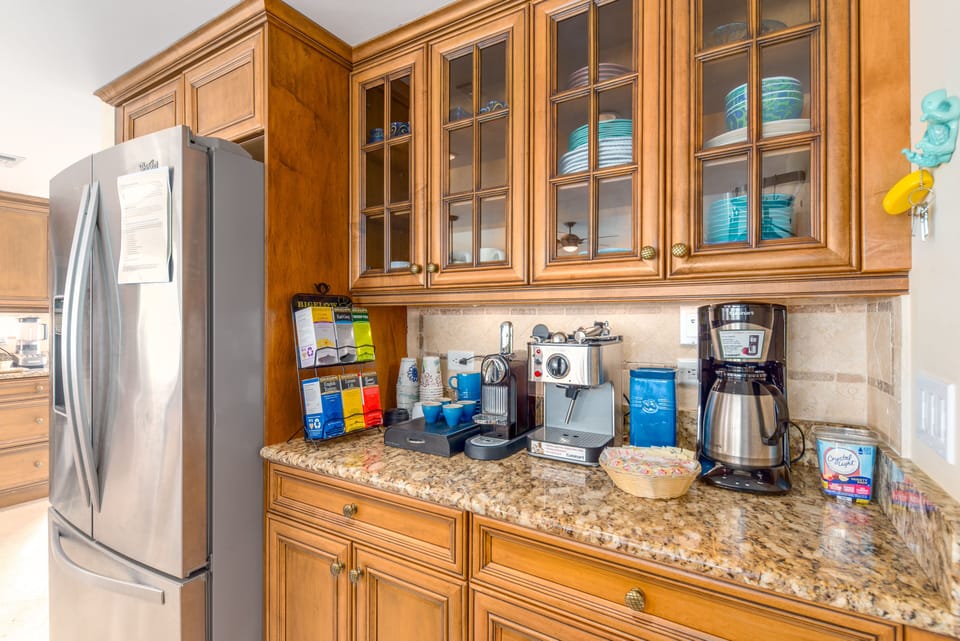 Fully-stocked coffee/tea/espresso station