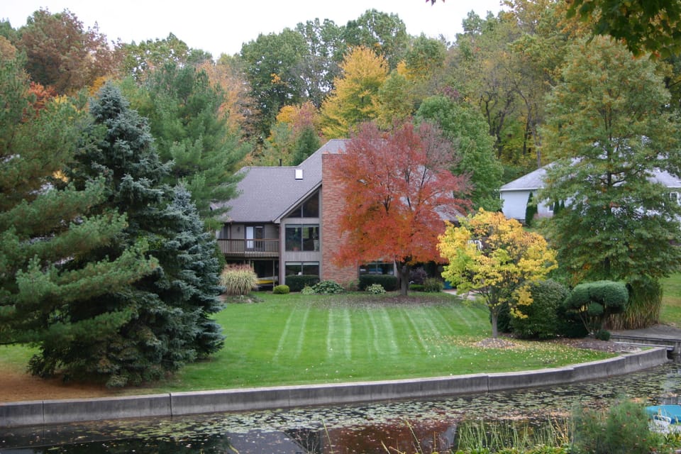 Late summer view.  Guest suite is at ground level.