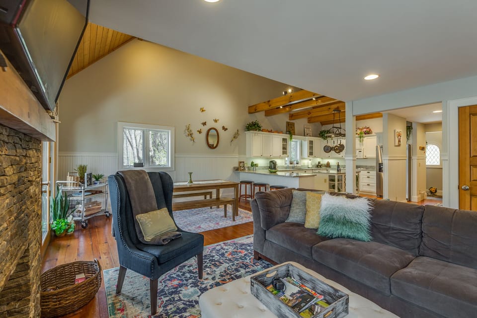 Relax by the gas fireplace on a cold night.