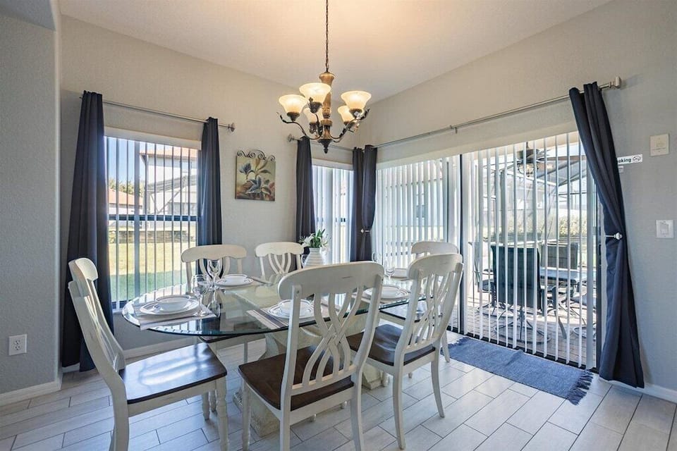 Bright dining area with a view of the backyard, perfect for family meals.