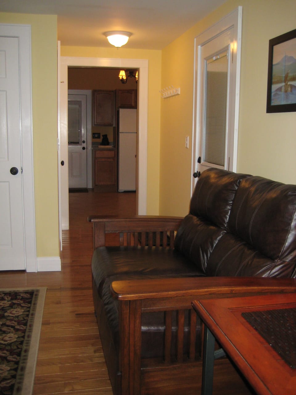 To the Living Room. Leather/2 leather Mission oak Recliners for your comfort