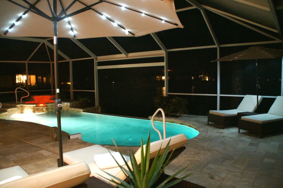 Our pool by  night