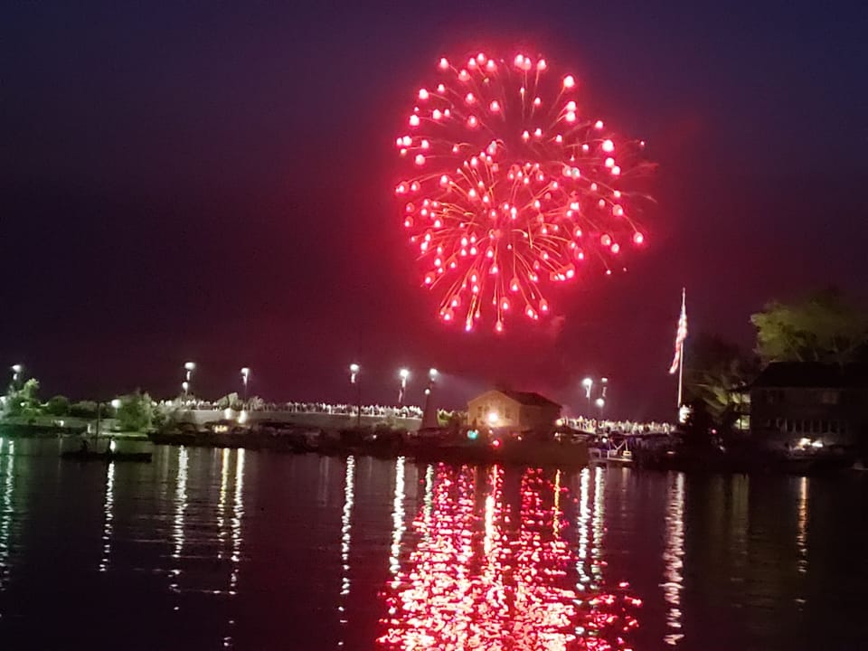 We love our July 4 fireworks while sitting  on our dock!