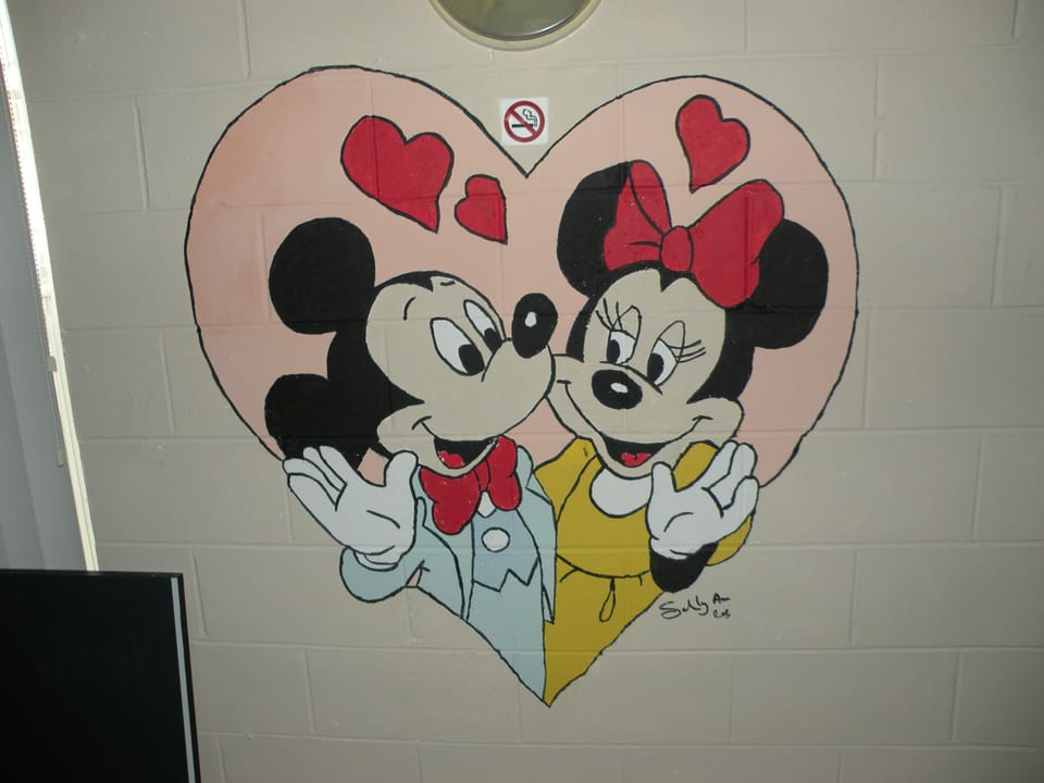 Love blossoms for Mickey and Minnie in our playroom