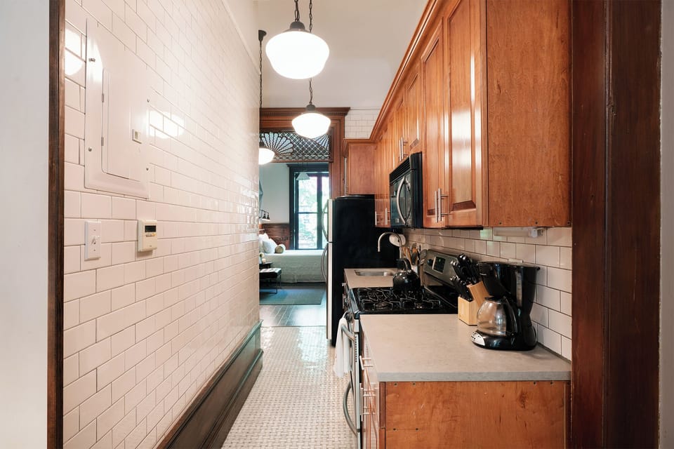 Kitchen looking north.