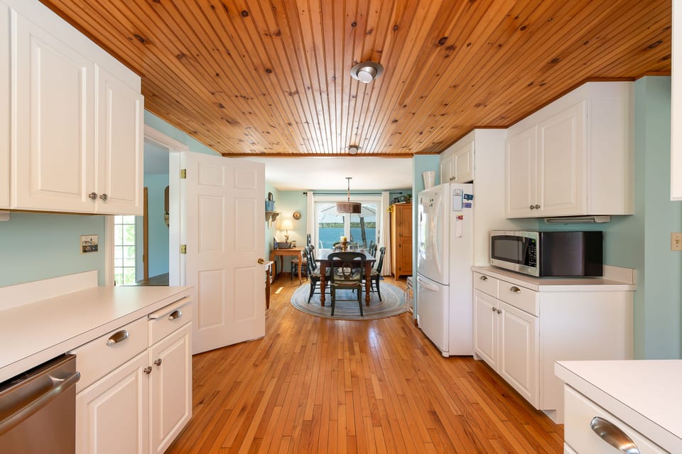 kitchen with dining overlooking the water