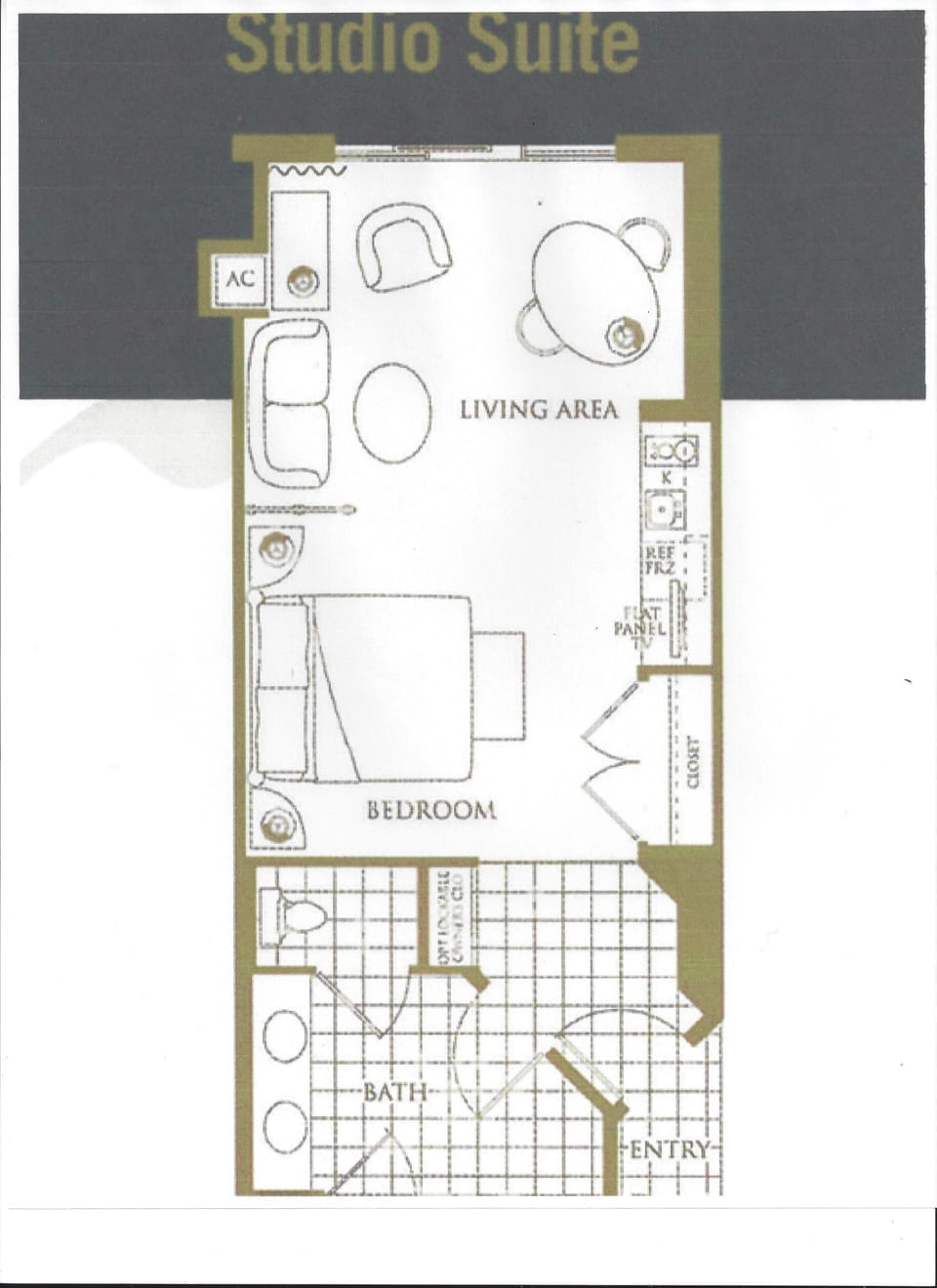 Indoor Floorplan for our Penthouse suite.  Private balcony not showing here.  